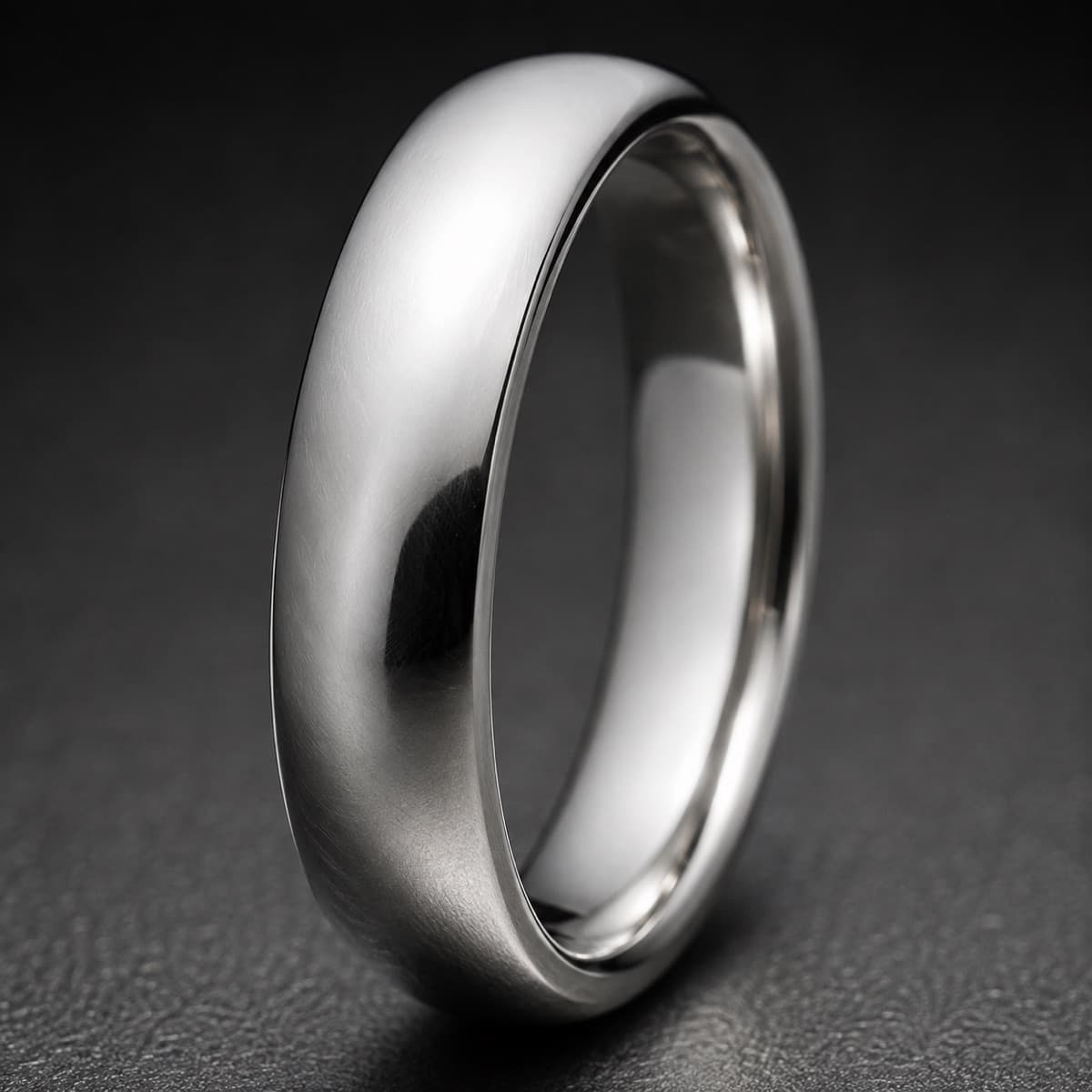 A 4 mm plain court-profile band in solid 925 sterling silver
